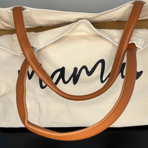 TOTE BAG Mama Bag Tote Double Handle Snap Closure Canvas Carryall NEW - Picture 3 of 3